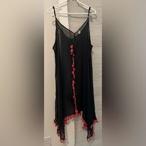 VENUS Black/Sunset Pink Sheer Beach Coverup Dress